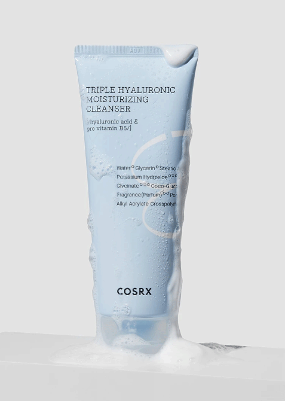 COSRX-Hydrium-Triple-Hyaluronic-Moisturizing-cleanser-bubbles skincare-kbeauty-glowtime-Hydrium Triple Hyaluronic Moisturizing cleanser