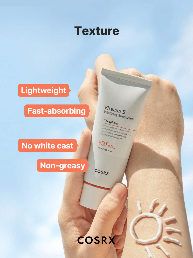 VitaminE_Suncream_benefits skincare-kbeauty-glowtime-cosrx vitamin E vitalizing sunscreen