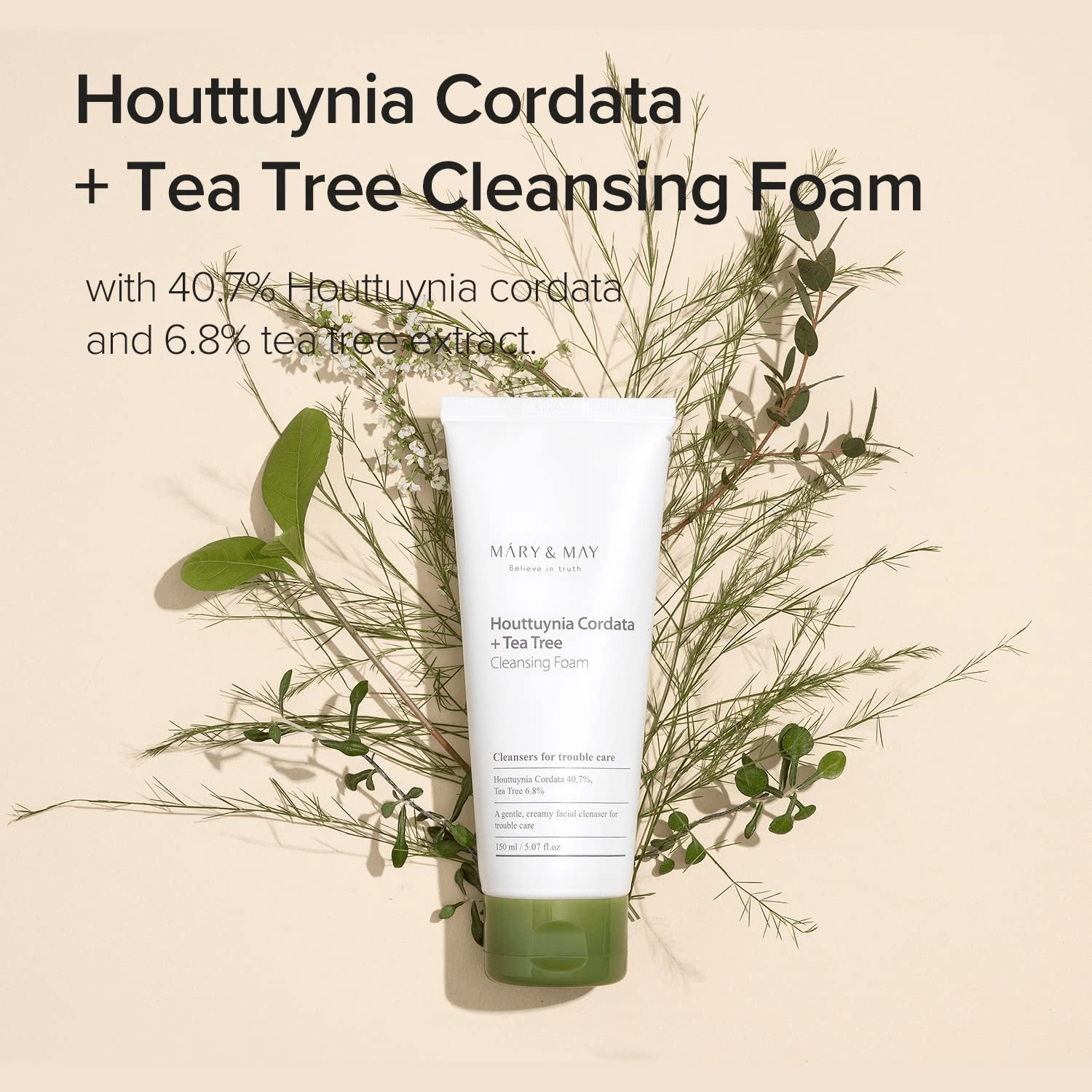 MARY & MAY Houttuynia Cordata Tea Tree Cleansing Foam 2 skincare-kbeauty-glowtime-mary & may houttuynia cordata tea tree cleansing foam