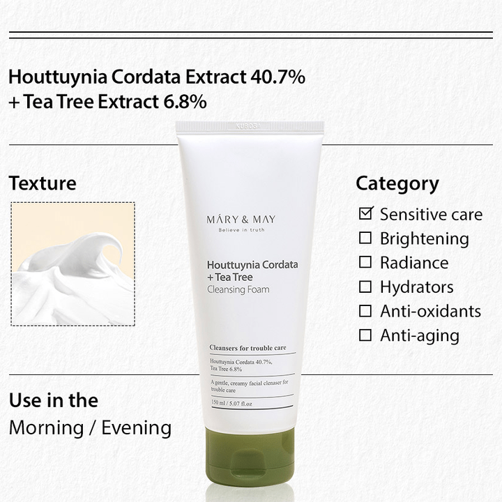 MARY & MAY Houttuynia Cordata Tea Tree Cleansing Foam 3 skincare-kbeauty-glowtime-mary & may houttuynia cordata tea tree cleansing foam