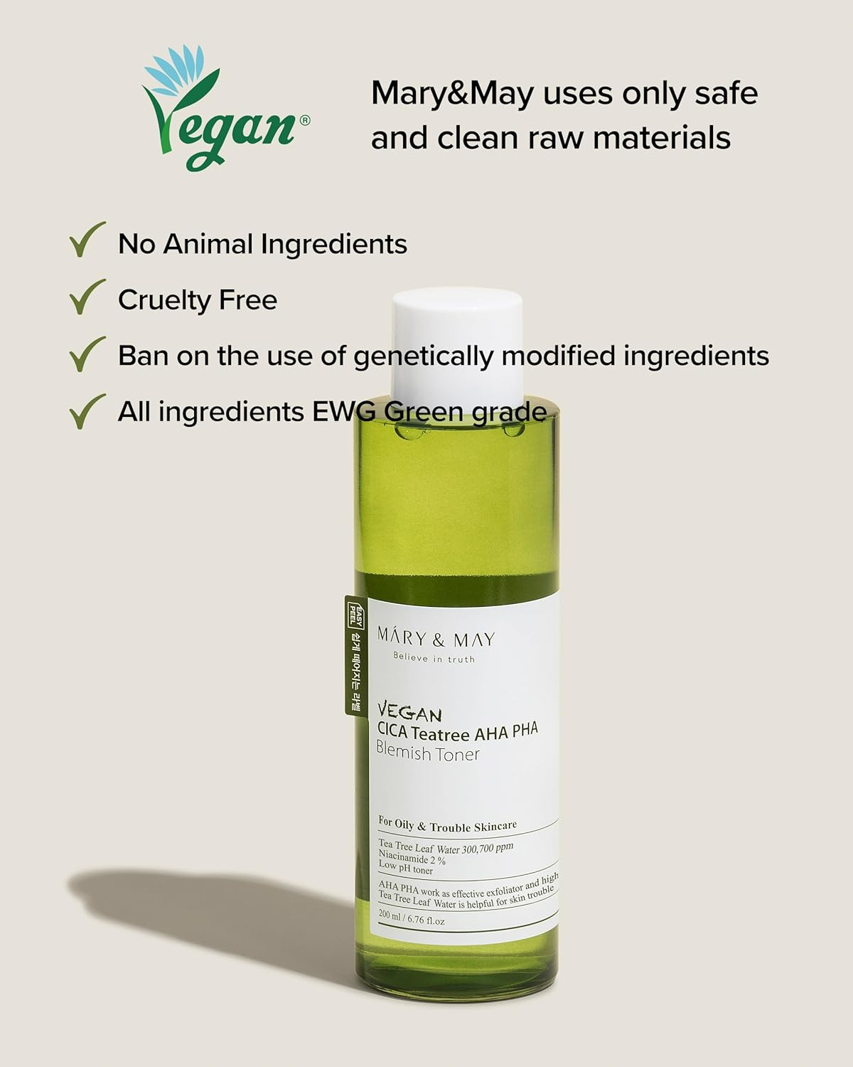 MARY & MAY Vegan Cica Teatree AHA PHA Blemish Toner 6