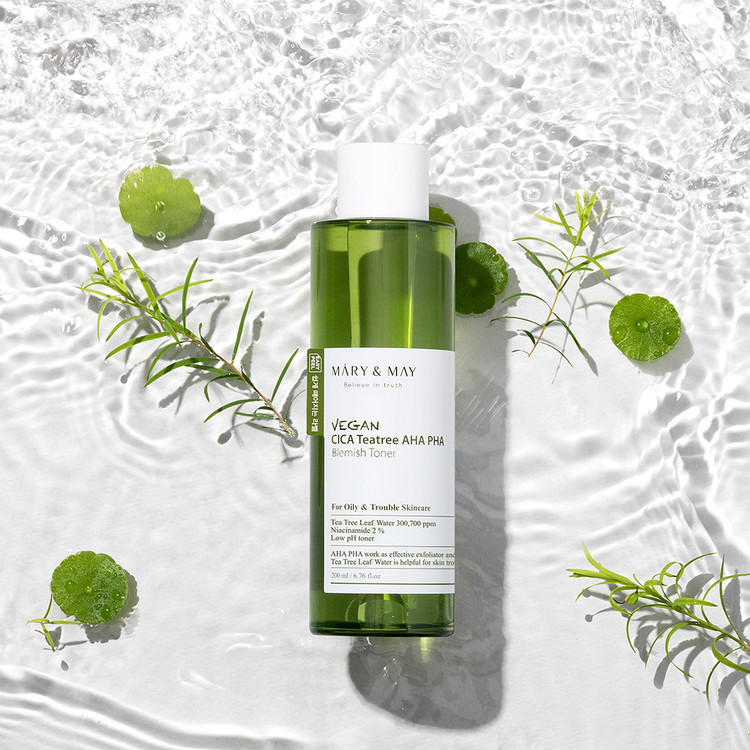 MM Vegan Cica Tea Tree AHA PHA toner sprinkle skincare-kbeauty-glowtime-Mary & May Cica Toner AHA