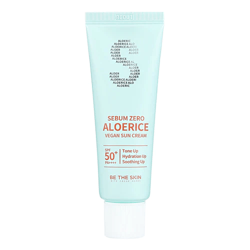 BetheSkinSebumZeroAloericeVeganSunCream skincare-kbeauty-glowtime-be the skin sebum zero aloe rice sun cream