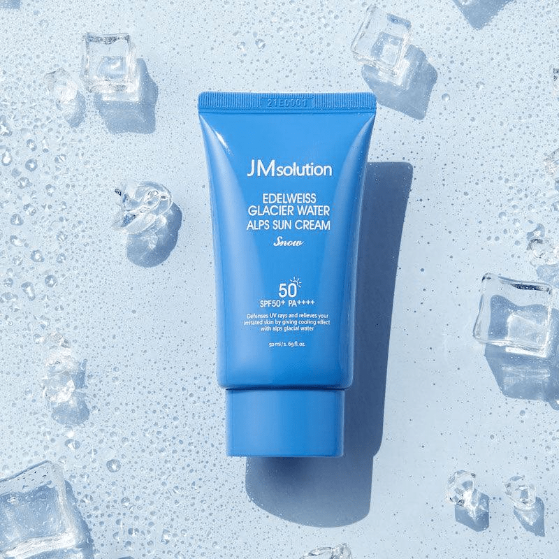 jm-solution-edelweiss-glacier-water-alps-sun-cream-snow-spf50-pa skincare-kbeauty-glowtime-jm solutions edleweiss glacier water alps sun cream snow