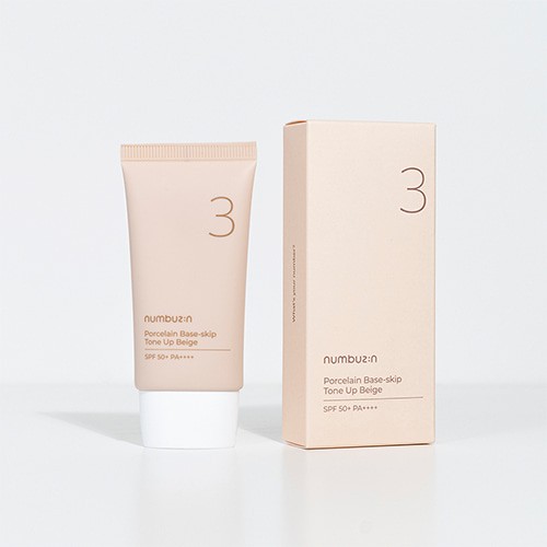 Numbuzin no 3 porcelain base skin tone up beige box skincare-kbeauty-glowtime-numbuzin no 3 porcelain base skin tone up