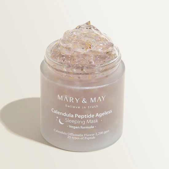 MM Calendula Peptide Sleeping Mask close up https://staging.glowtime.mu/shop/abibheartleaf-sun-essence-calming-dropspf50pa/