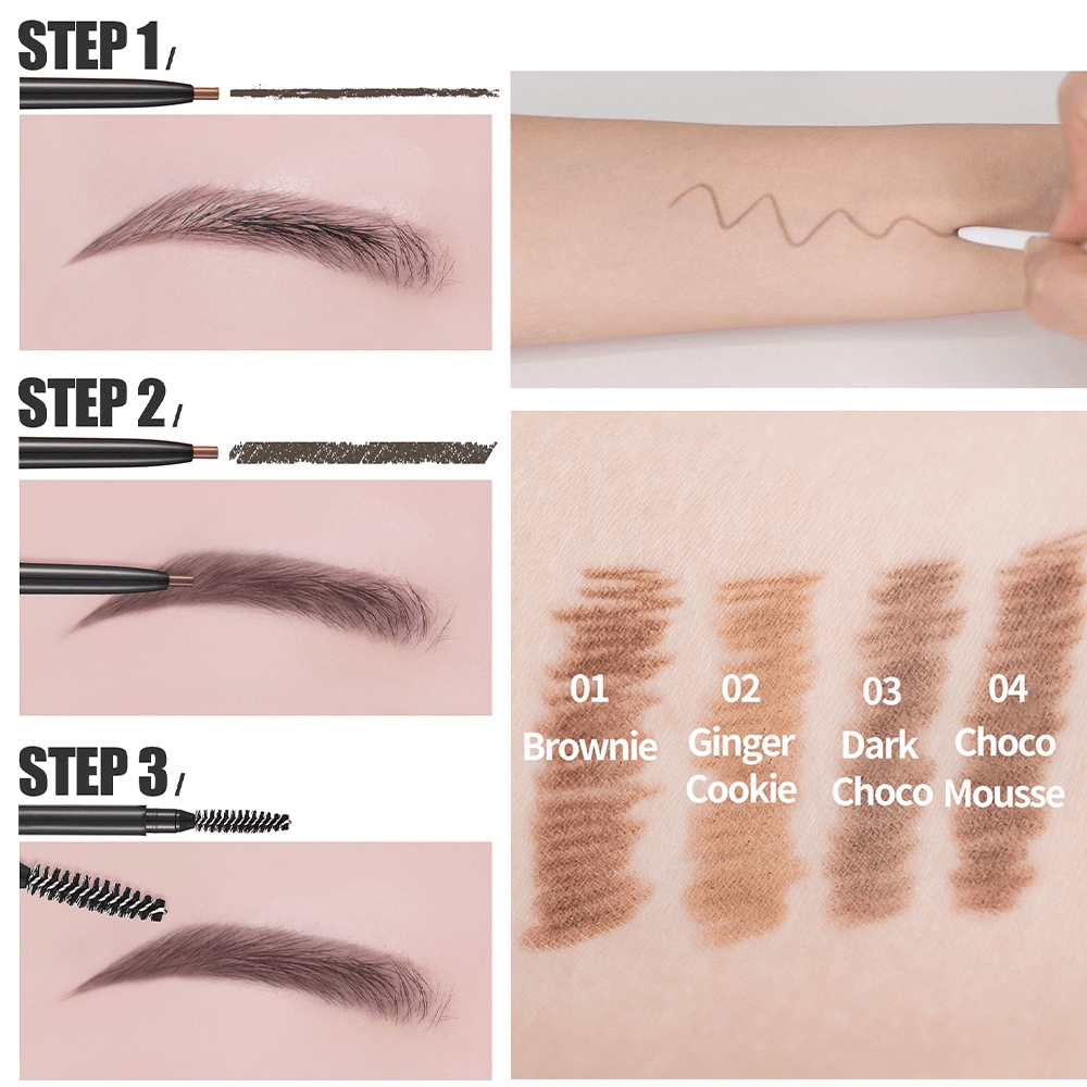 cosnori slim eyebrow pencil swatch detail skincare-kbeauty-glowtime-cosnori slim eyebrow pencil