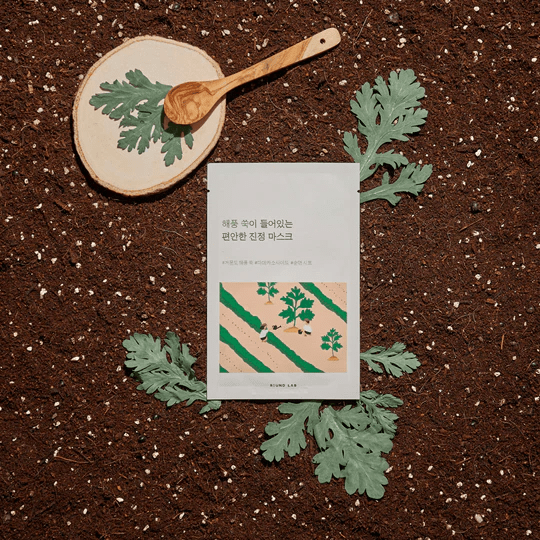mugwort-calming-sheet-mask-round-lab-4 skincare-kbeauty-glowtime-round lab mugwort calming mask