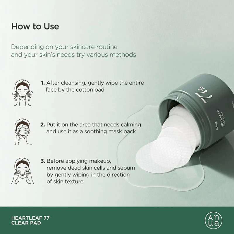 Anua pad 4 skincare-kbeauty-glowtime-anua heartlead 77 t oner pad
