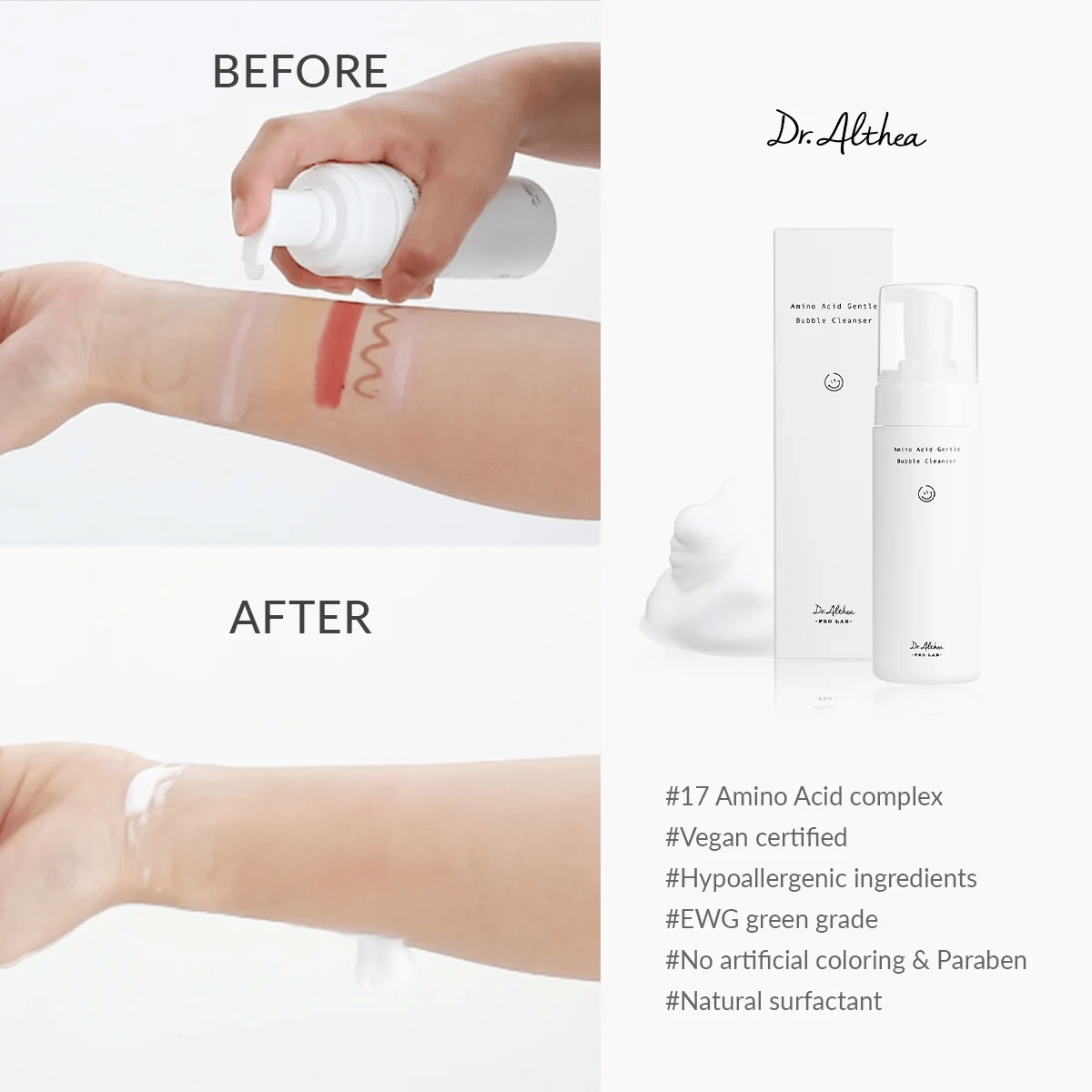 Amino Acid Gentle Bubble Cleanser 3 skincare-kbeauty-glowtime-dr althea amino acid gentle bubble cleanser