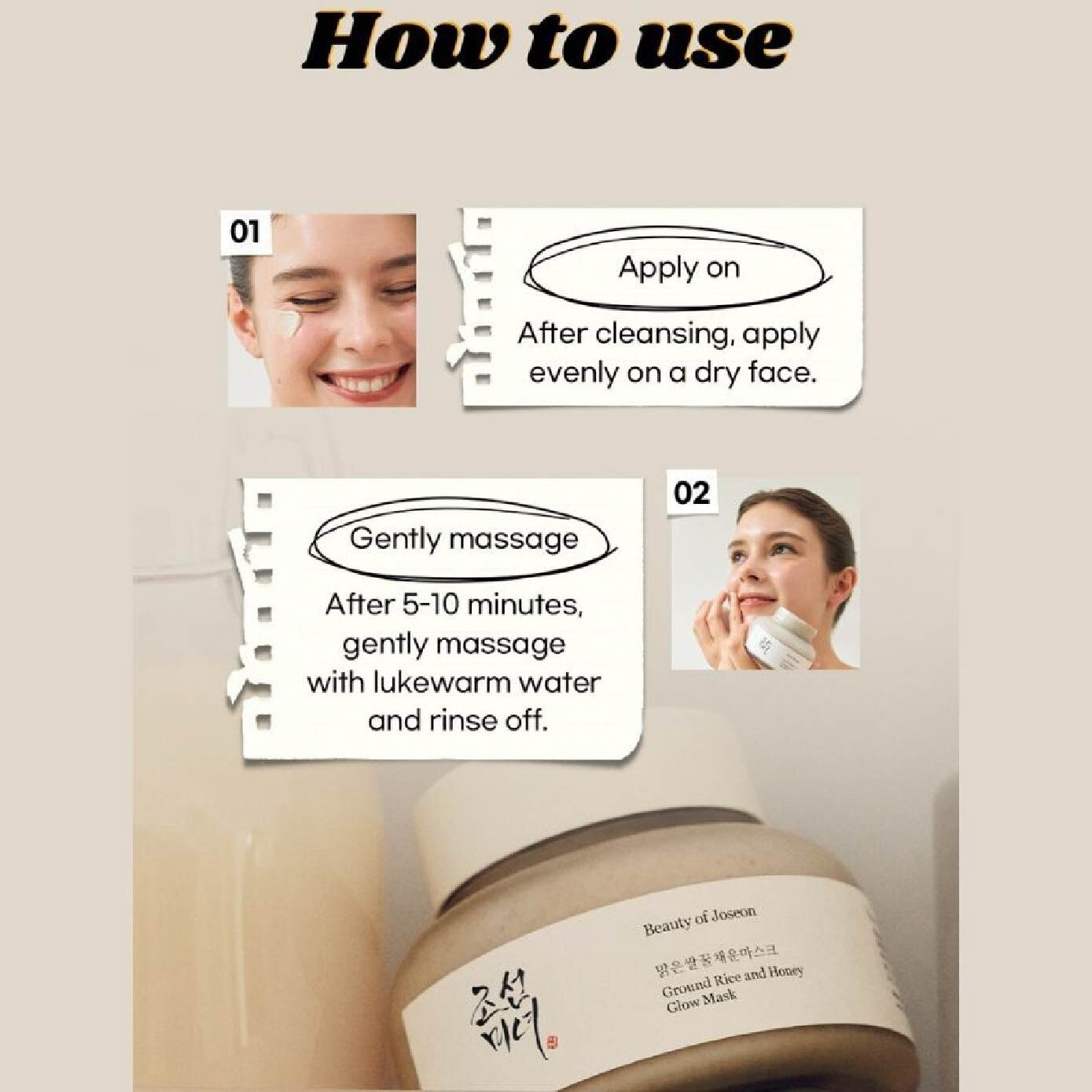 BEAUTY OF JOSEON Ground Rice and Honey Glow Mask 6 skincare-kbeauty-glowtime-beauty of joseon ground rice and honey glow mask