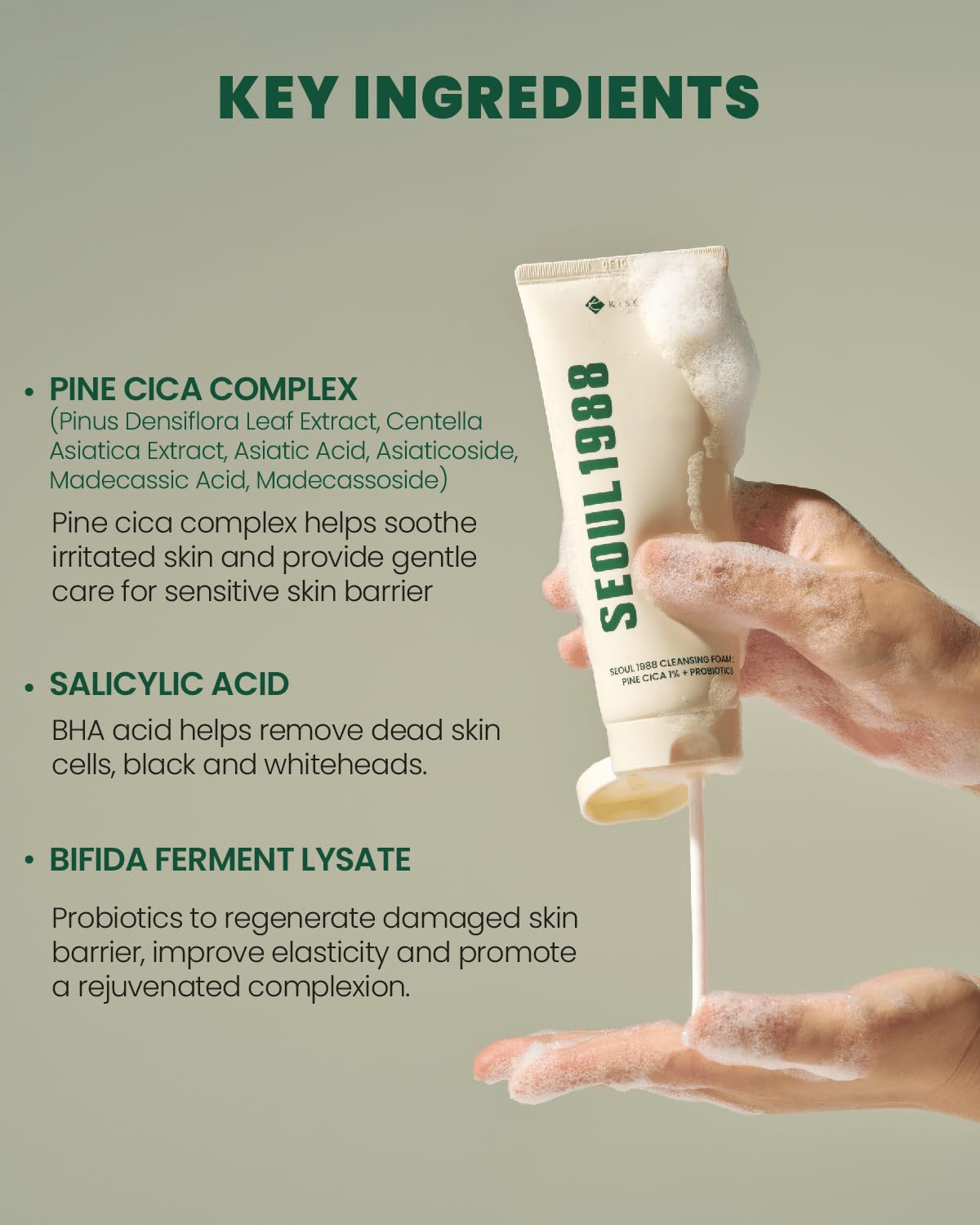 K-SECRET Pine Cica and Probiotics cleanser 4 skincare-kbeauty-glowtime-k secret pine cica 1% + Probiotics