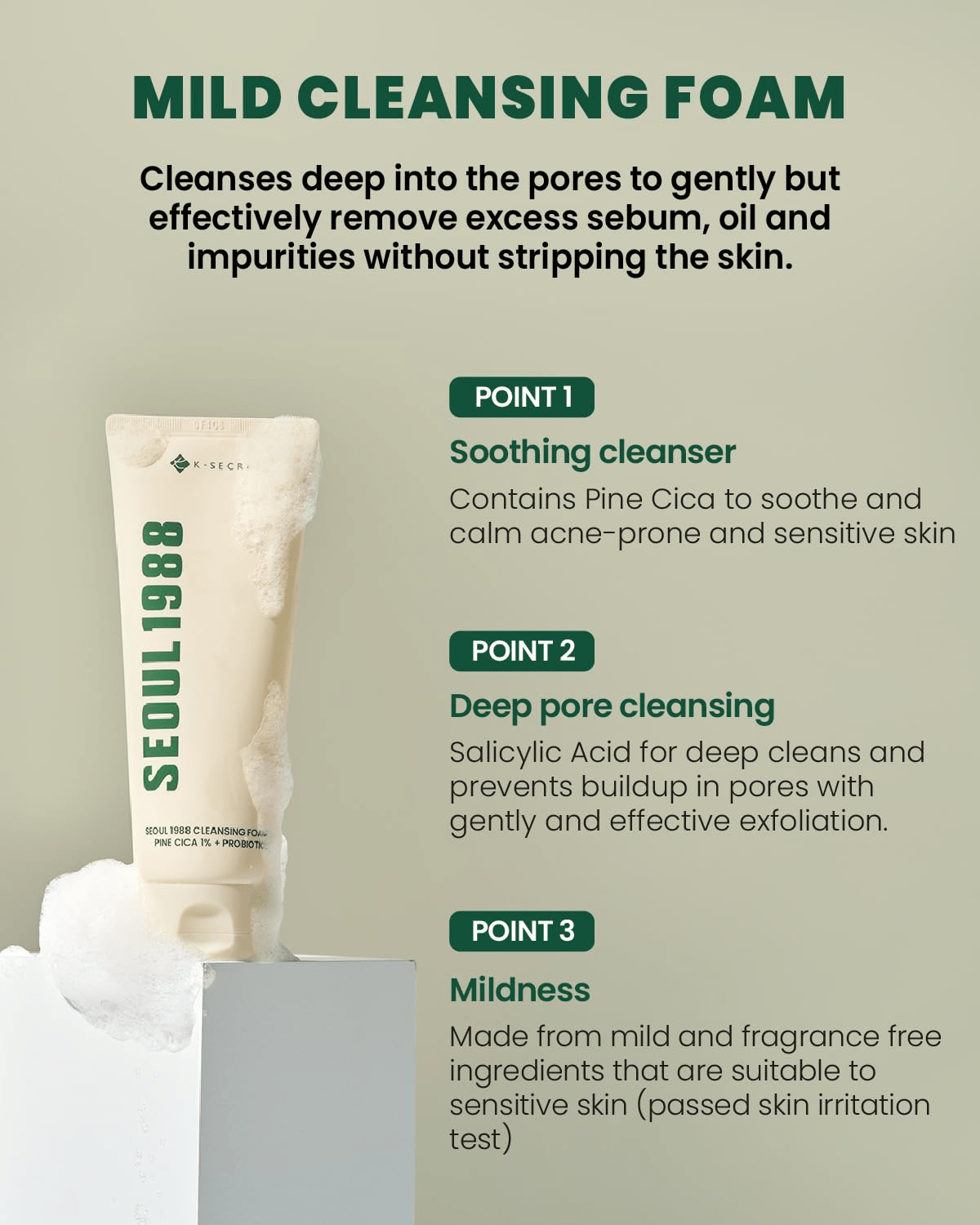 K-SECRET Pine Cica and Probiotics cleanser 5 skincare-kbeauty-glowtime-k secret pine cica 1% + Probiotics