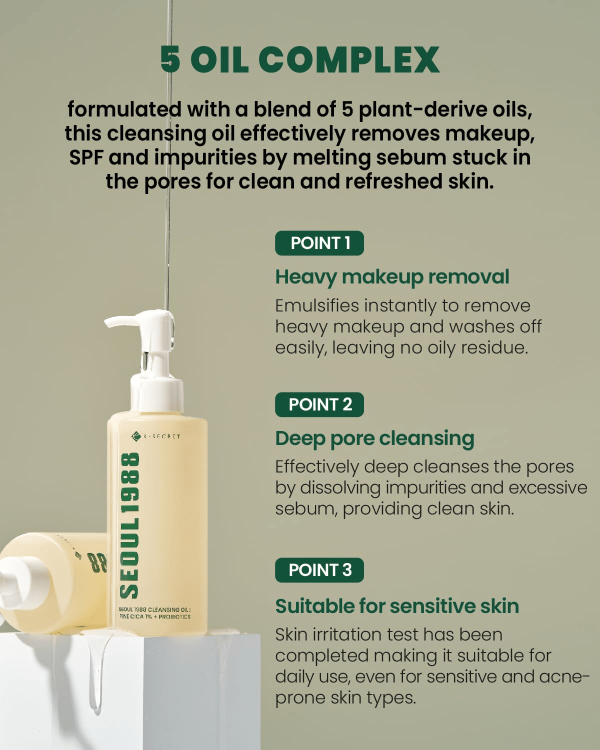 K SECRET Seoul 1988 Cleansing Oil pine Cica probiotics 5 skincare-kbeauty-glowtime-k secret soul 1988 cleansing oil pine cica probiotics