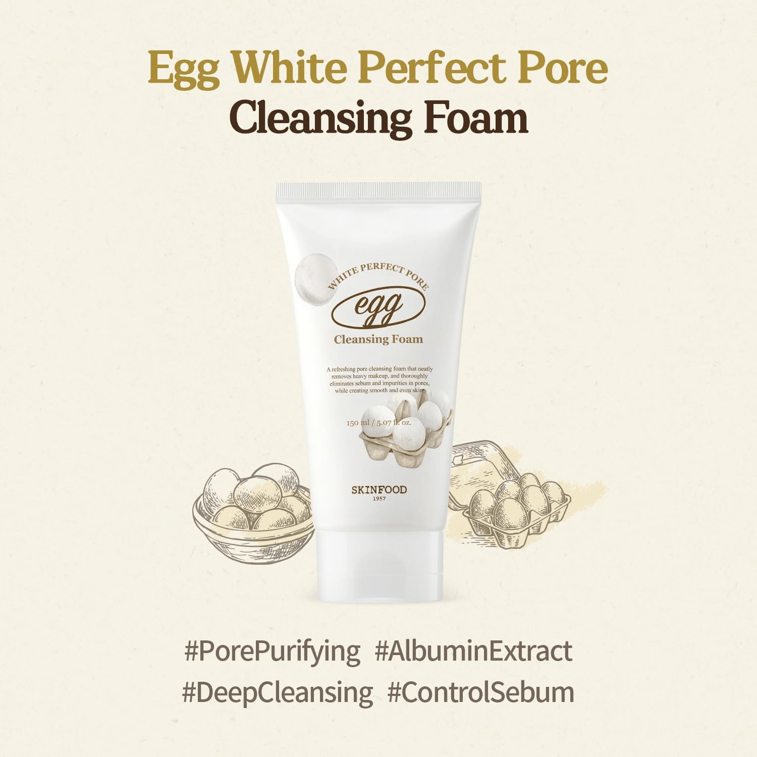 SKIN FOOD Egg White Perfect Pore Foam 2 skincare-kbeauty-glowtime-skinfood egg white perfect pore foam