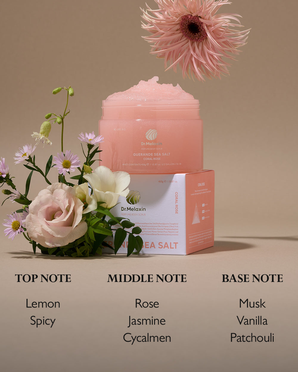 DR MELAXIN Guarande Sea Salt Perfume Body Scrub Rose 2 skincare-kbeauty-glowtime-dr melaxin guarande sea salt perfume body scrub rose