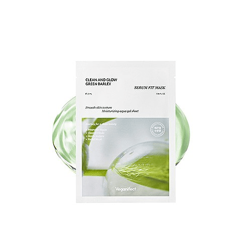 VEGANIFECT Clean adn Glow Gren Barley Serum Fit Mask 1 skincare-kbeauty-glowtime-veganifect clean and glow green barley serum fit mask