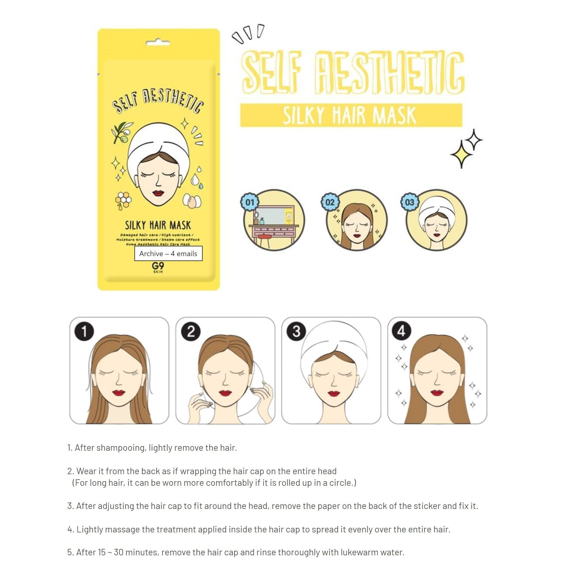 G( SKIN Self Aesthetic Silk Hair Mask 4 skincare-kbeauty-glowtime-g9 skin self aesthetic silk hair mask