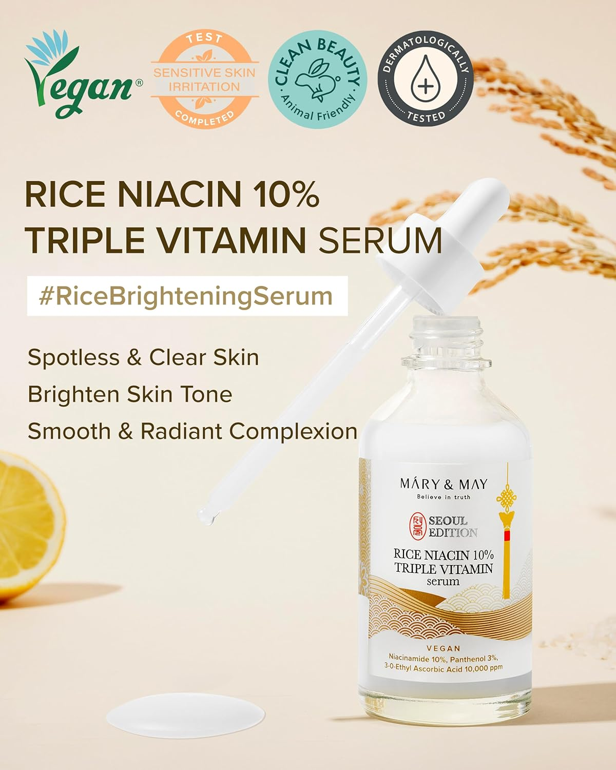 MARY & MAY Rice Niacin 10% Triple Vitamin Serum 3 skincare-kbeauty-glowtime-mary and mary rice niacin 10 triple vitamin serum