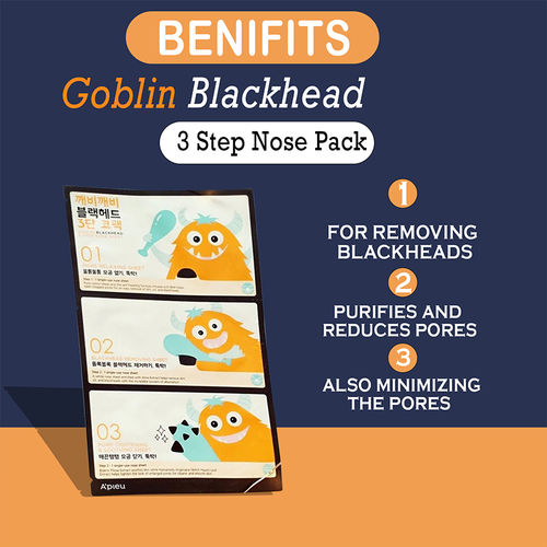 APIEU Goblin Blackhead 3 step nose sheet 3 skincare-kbeauty-glowtime-apieu goblin blackhead 3 step nose sheet