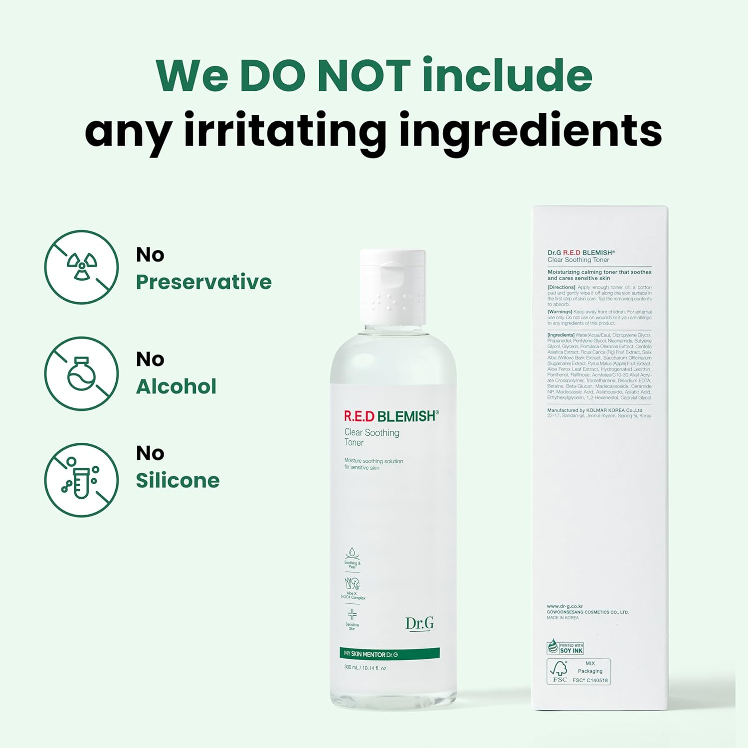 DR G RED Blemish Clear Soothing Toner 6 skincare-kbeauty-glowtime-dr g red blemish clear soothing toner 300ml