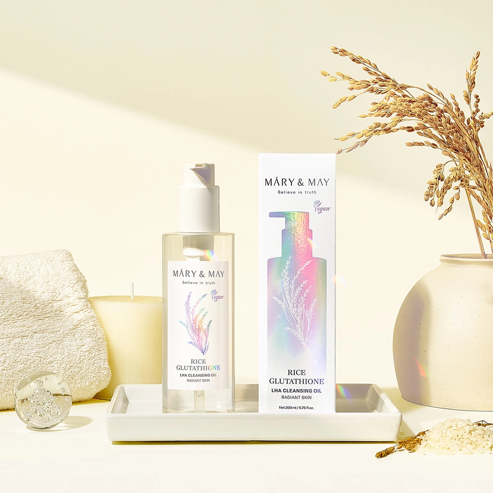 MARY & MAY Rice Glutathione LHA Cleansing Oil 6 skincare-kbeauty-glowtime-mary and may rice glutathione lha cleansing oil