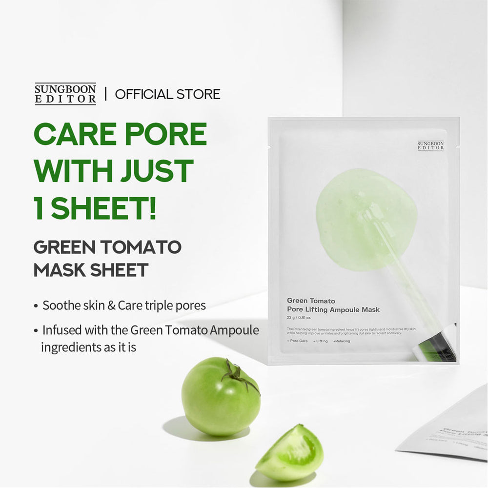 SUNGBOON EDITOR Green Tomato Pore Lifting Ampoule Mask 3 skincare-kbeauty-glowtime-sungboon editor green tomato pore lifting ampoule mask
