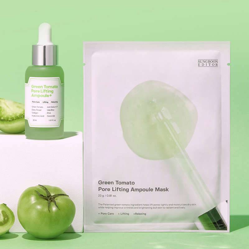 SUNGBOON EDITOR Green Tomato Pore Lifting Ampoule Mask 5 skincare-kbeauty-glowtime-sungboon editor green tomato pore lifting ampoule mask