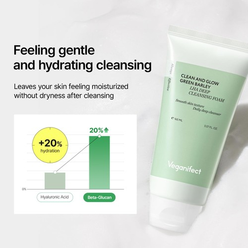 VEGANIFECT Clean and Glow Green Barley LHA Deep Cleansing Foam 4 skincare-kbeauty-glowtime-veganifect clean and glow green barley LHA Deep cleansing foam