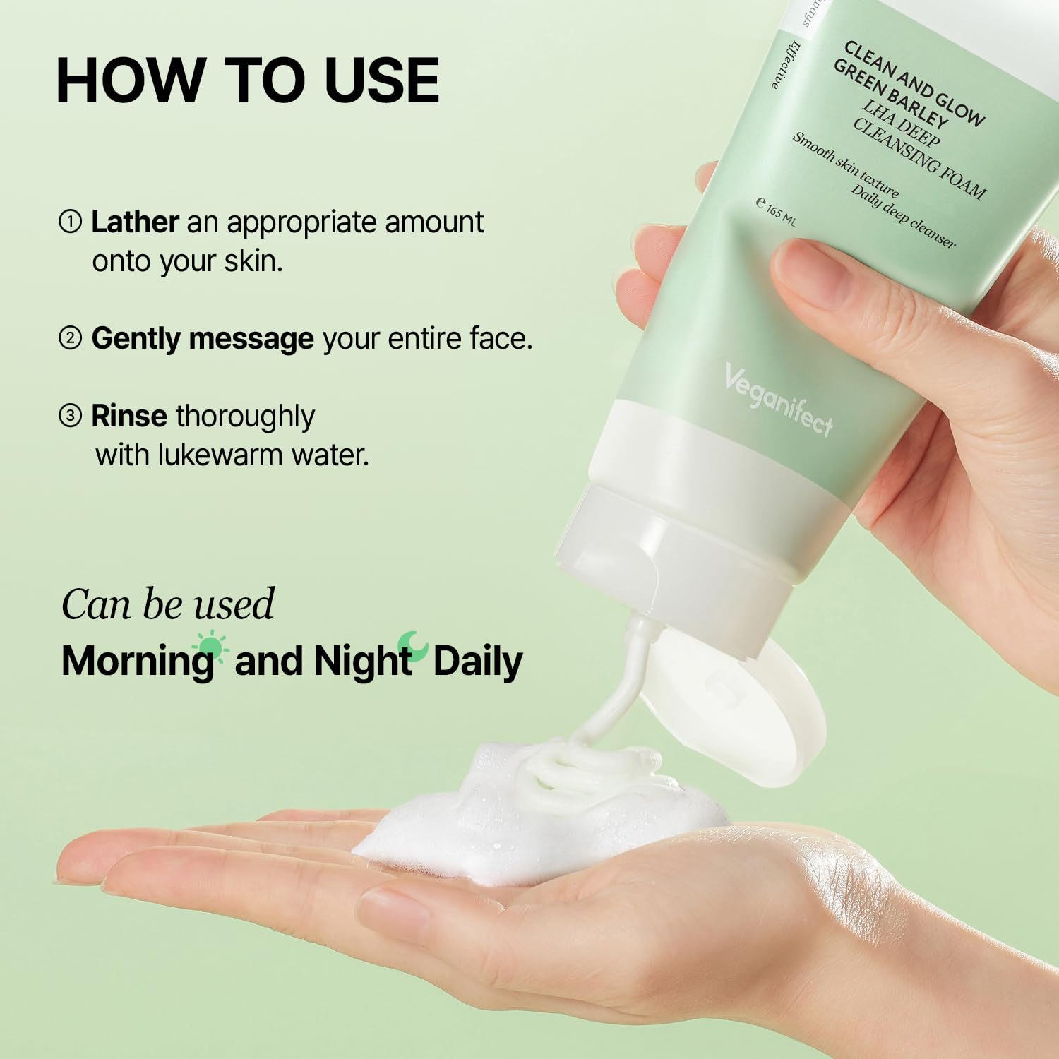 skincare-kbeauty-glowtime-veganifect clean and glow green barley LHA Deep cleansing foam