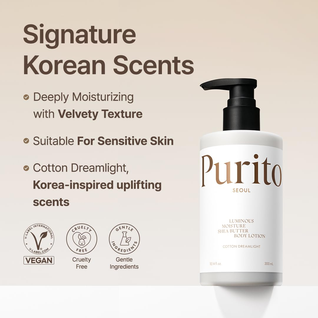 PURITO Luminous Moisture Shea Butter Body Lotion Cotton dreamlight 2 skincare-kbeauty-glowtime-purito luminous moisture shea butter body lotion cotton dreamlight