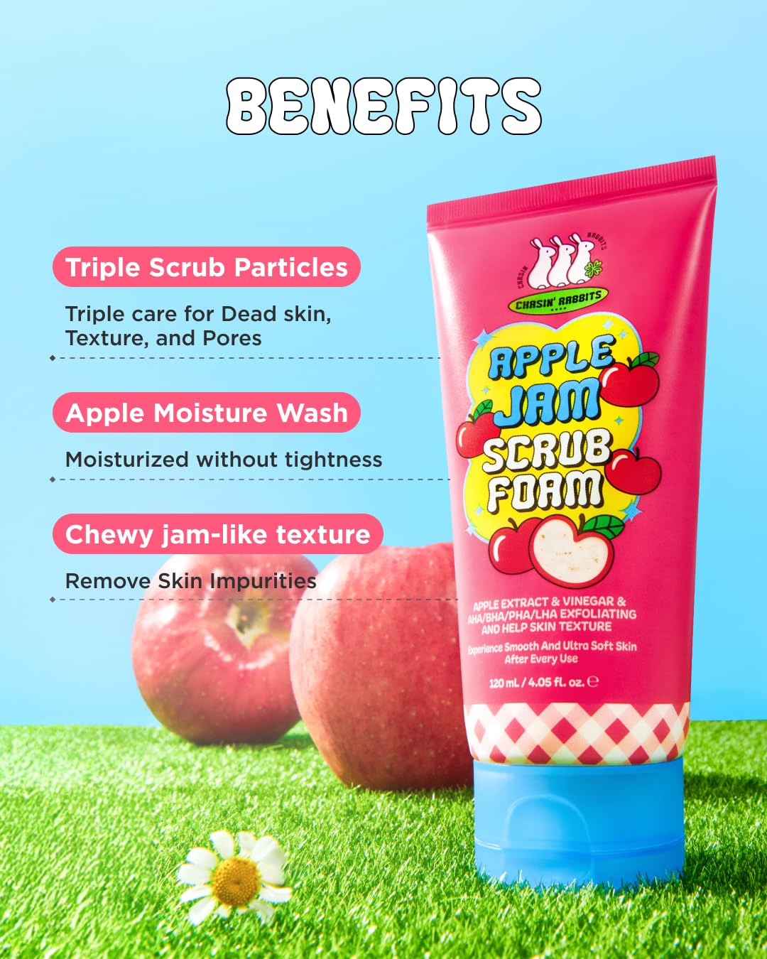 CHASIN RABBITS Apple Jam Scrub Foam 4 skincare-kbeauty-glowtime-chasin rabbits apple jam scrub foam