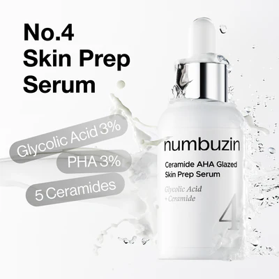 NUMBUZIN 4 Ceramide AHA Flazed Skin Prep Serum Vial Set 3 skincare-kbeauty-glowtime-numbuzin 4 ceramide aha glazed skin prep serum vial set