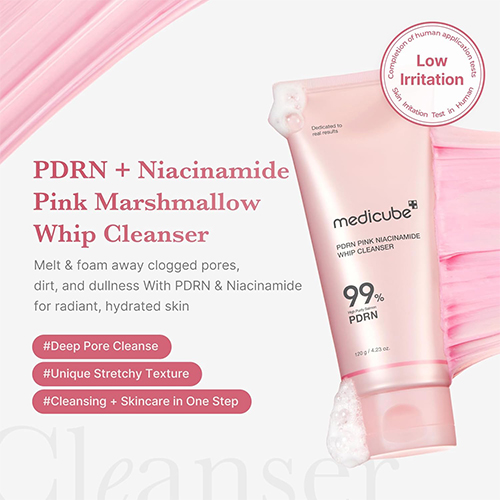MEDICUBE PDRN Pink Niacinamide Whip Cleanser 4 skincare-kbeauty-glowtime-medicube pdrn pink niacinamide whip cleanser