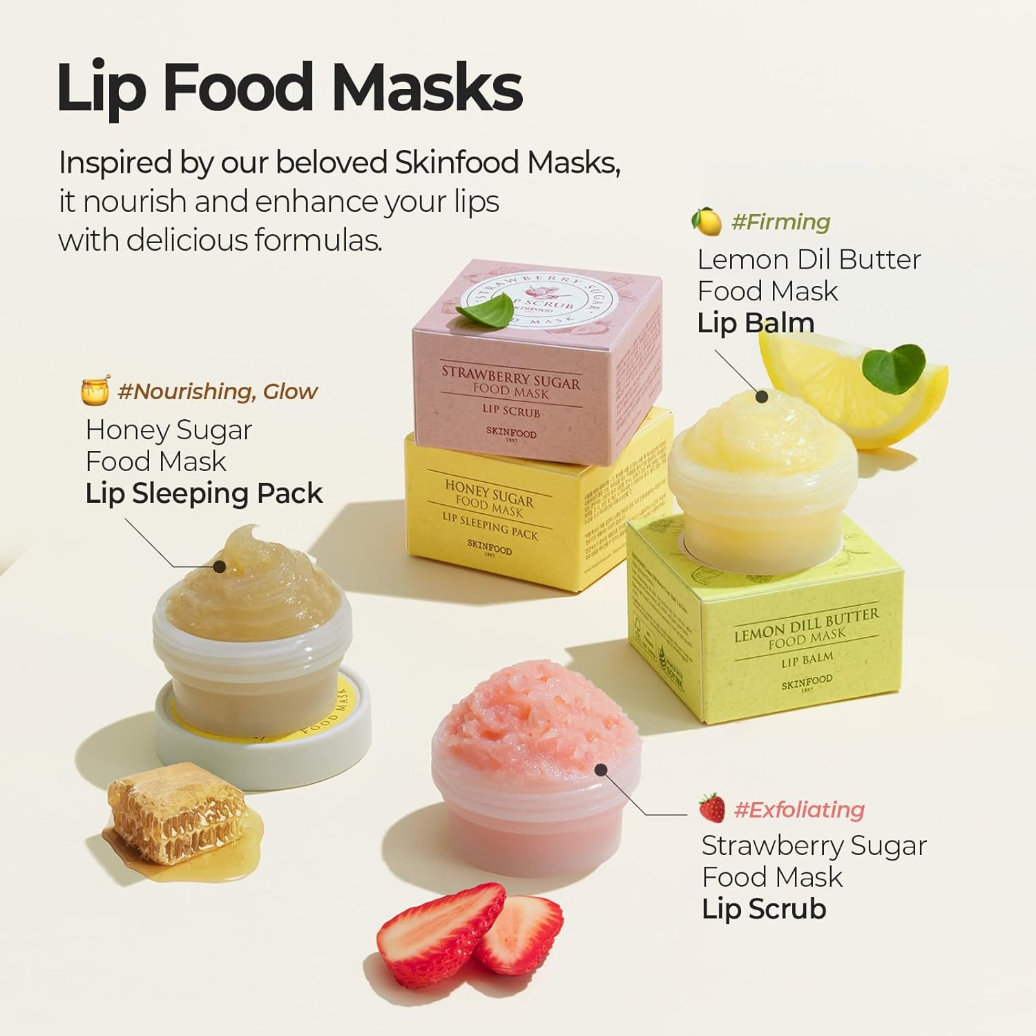 SKINFOOD Strawberry Sugar Food Mask Lip Scrub 8