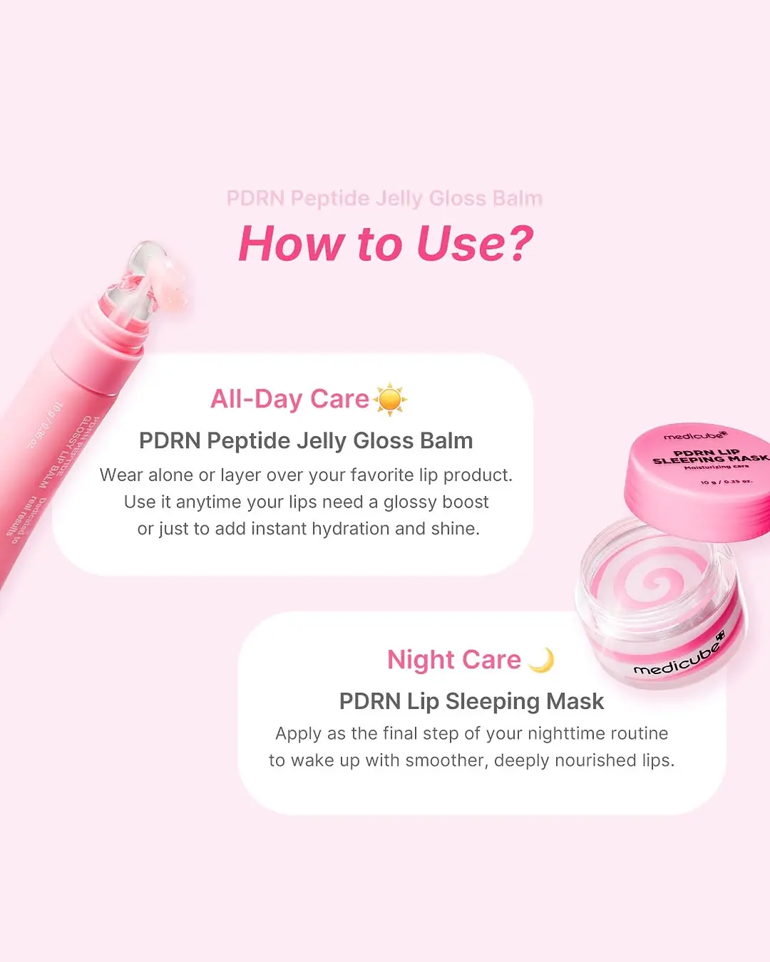 MEDICUBE PDRN Glossy Lip Balm 4 skincare-kbeauty-glowtime-medicube pdrn peptide jelly gloss balm