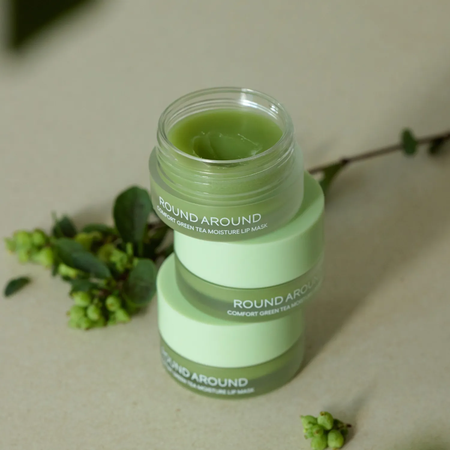 ROUND AROUND Comfort Green Tea Moisture Lip Mask 4 skincare-kbeauty-glowtime-round around comfort green tea moisture lip mask