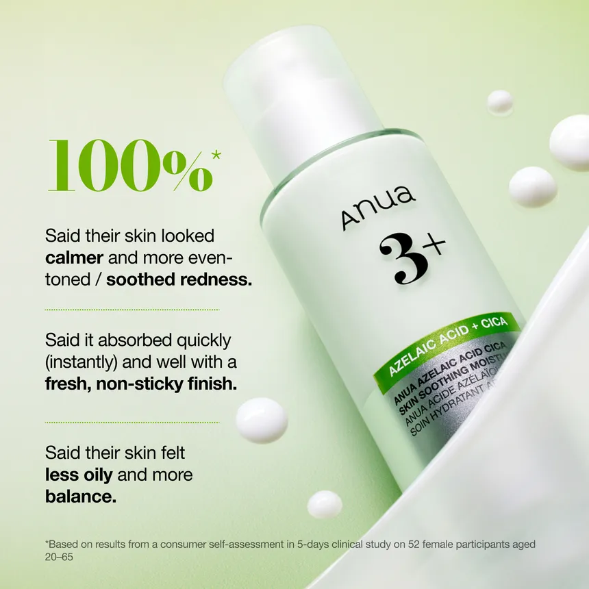 ANUA Azelaic Acid and Cica skin soothing moisturizer 5 skincare-kbeauty-glowtime-anua azelaic acid and cica skin soothing moisturizer
