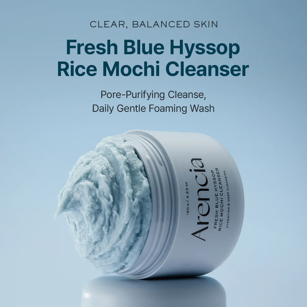 ARENCIA Fresh Blue Hyssop Rice Mochi Cleanser 11 skincare-kbeauty-glowtime-arencia fresh blue hyssop rice mochi cleanser