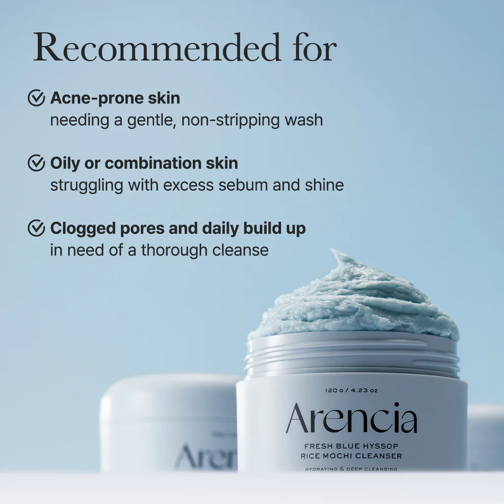 ARENCIA Fresh Blue Hyssop Rice Mochi Cleanser 6 skincare-kbeauty-glowtime-arencia fresh blue hyssop rice mochi cleanser