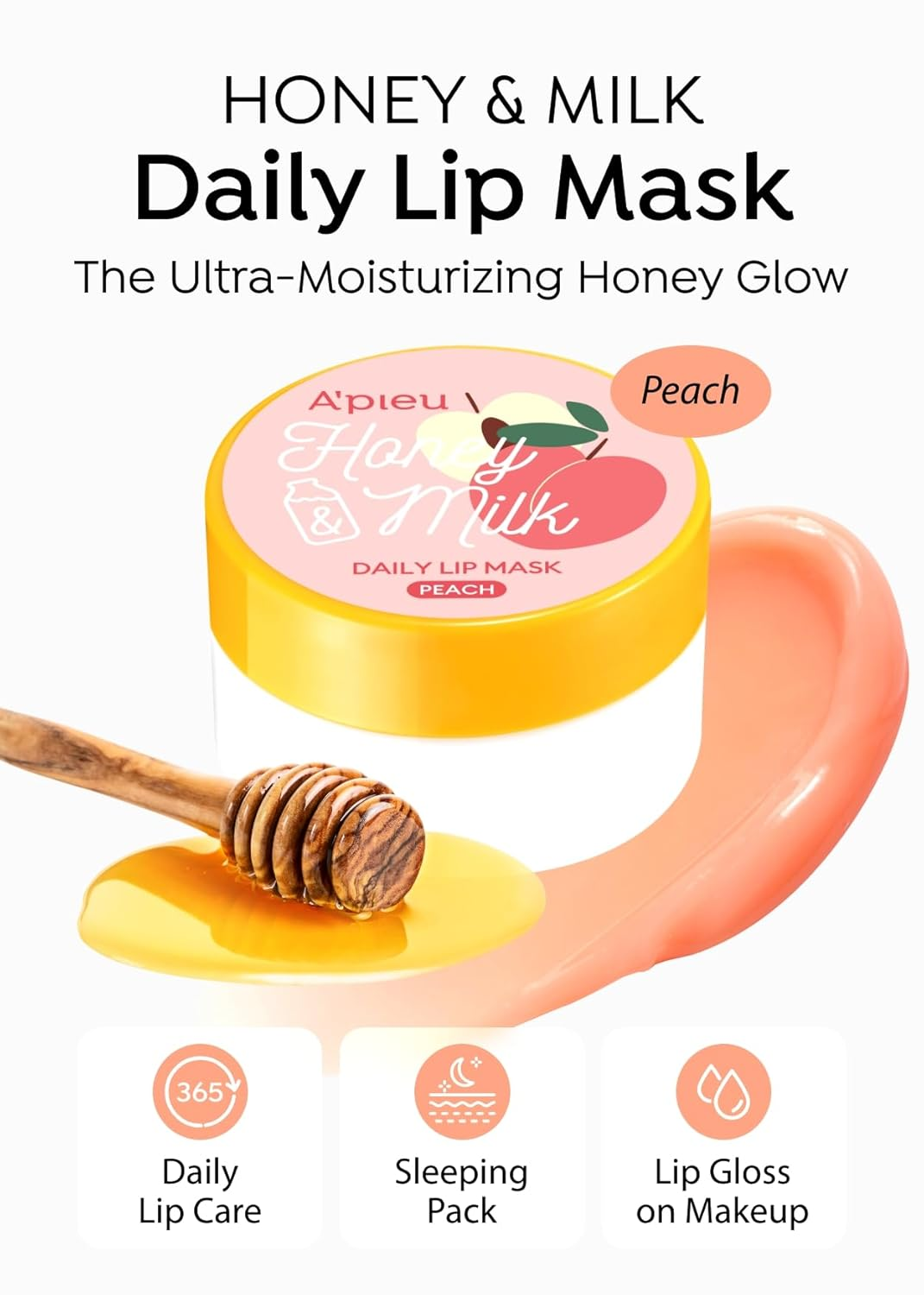 APIEU Honey & Milk Daily Lip Mask peach 3 skincare-kbeauty-glowtime-apieu honey and milk daily lip mask